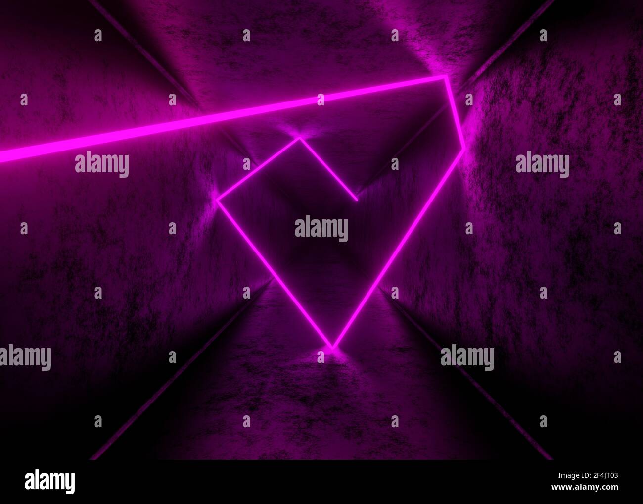 3d render, abstract tunnel background with pink neon lights Stock Photo ...