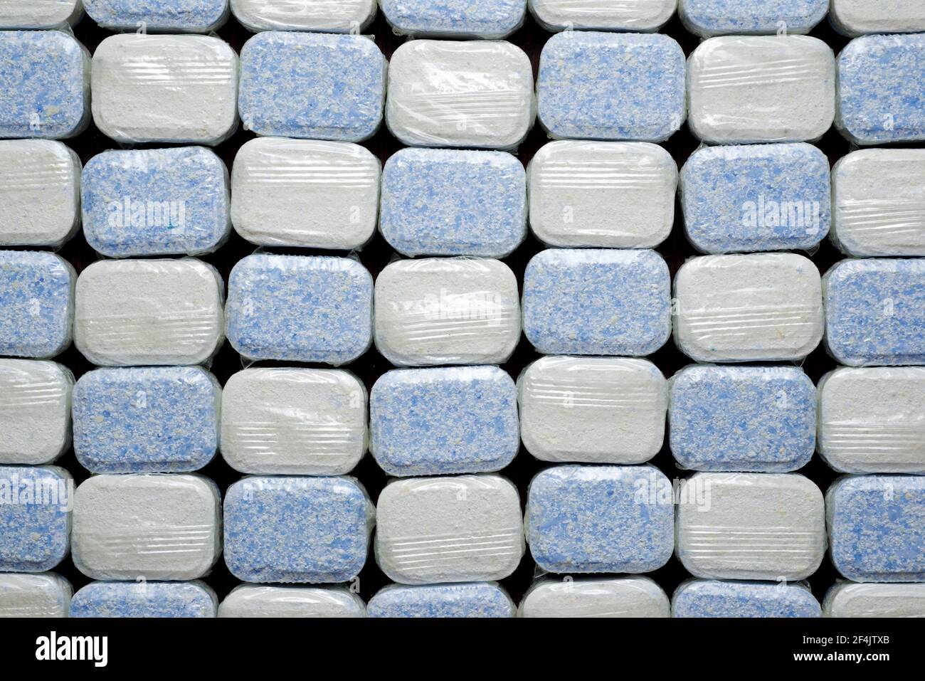 Close-up of a group of dishwasher detergent tablets. Stock Photo