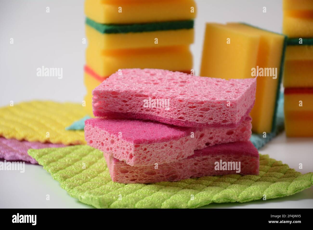 Sponges  for washing dishes and other domestic needs Stock Photo