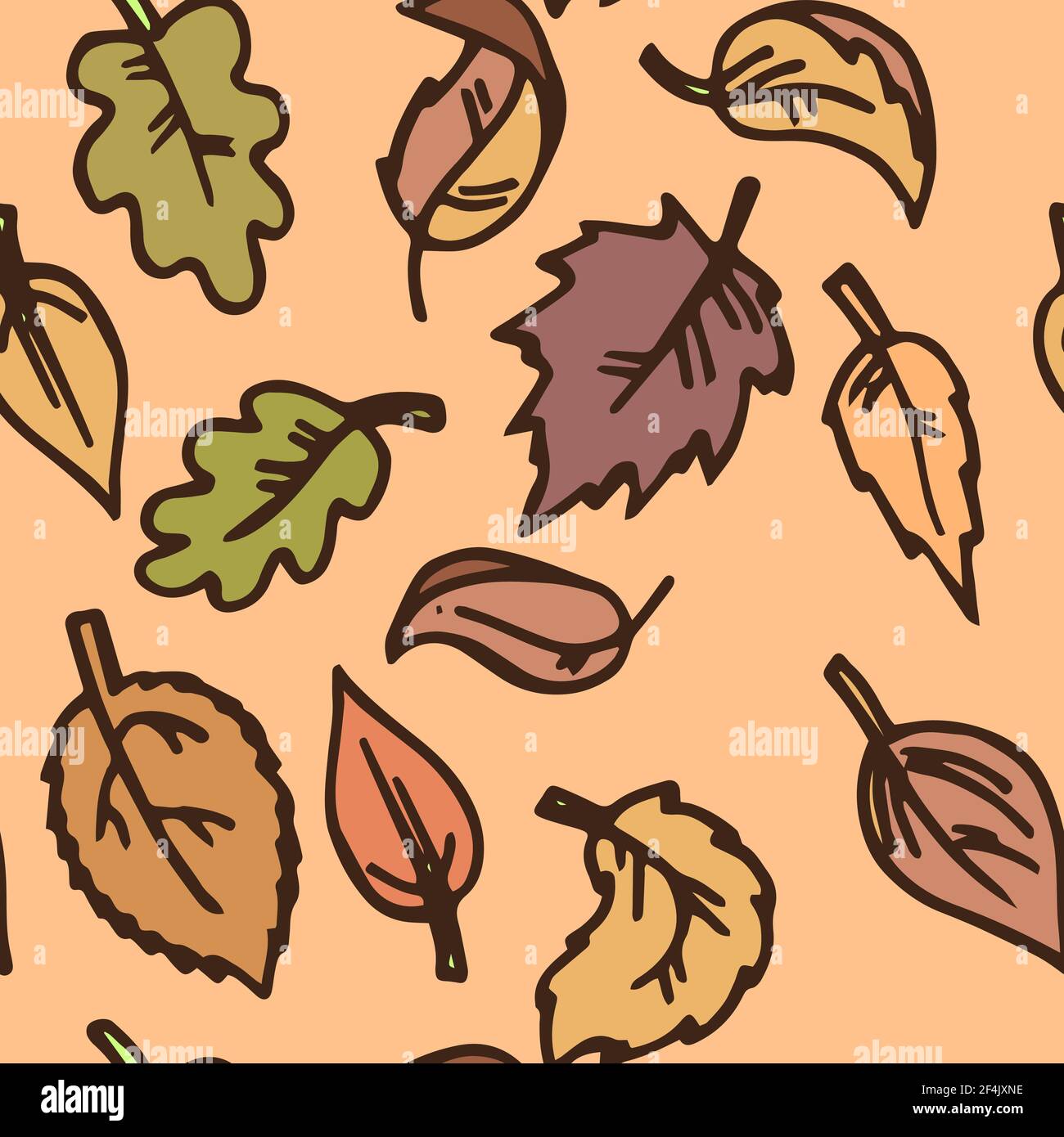 Foliage. Seamless illustration. Cartoon style sketch of leaves. Hand outline drawing funny plants. vector Stock Vector