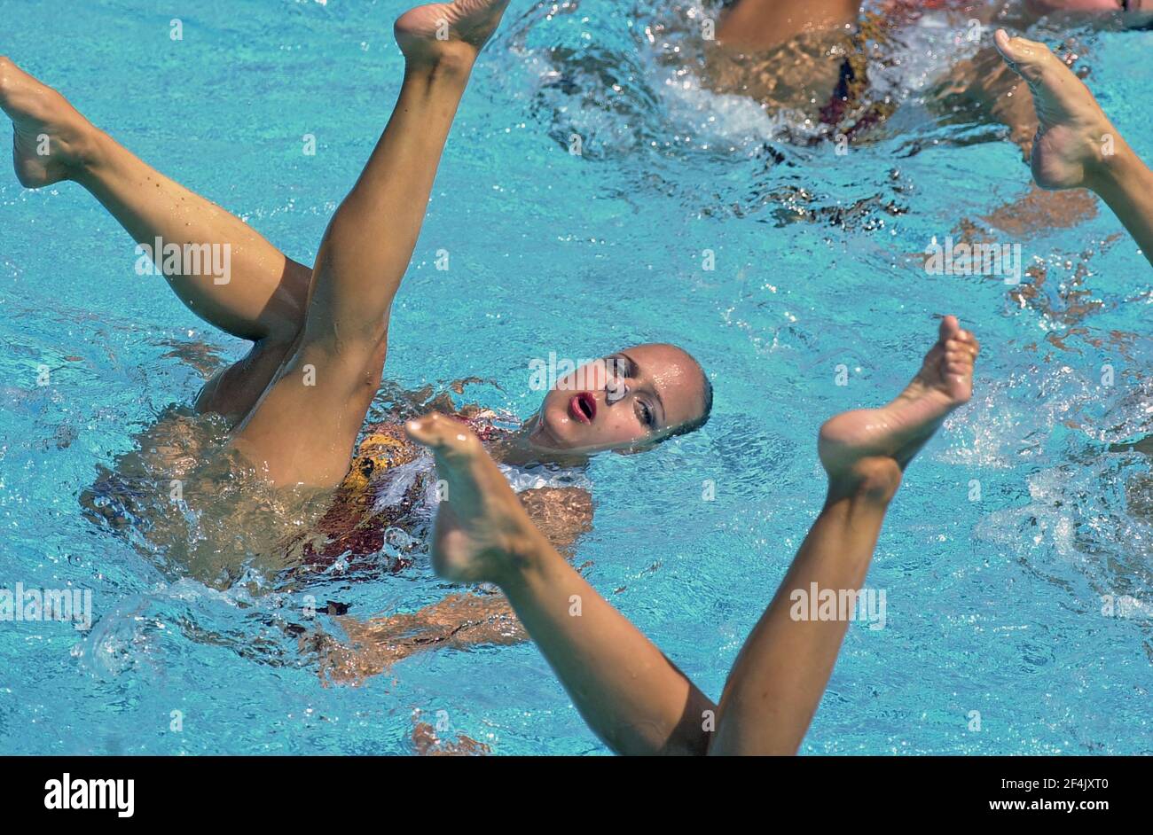 Switzerland female team during the final of the Synchronized Swimming