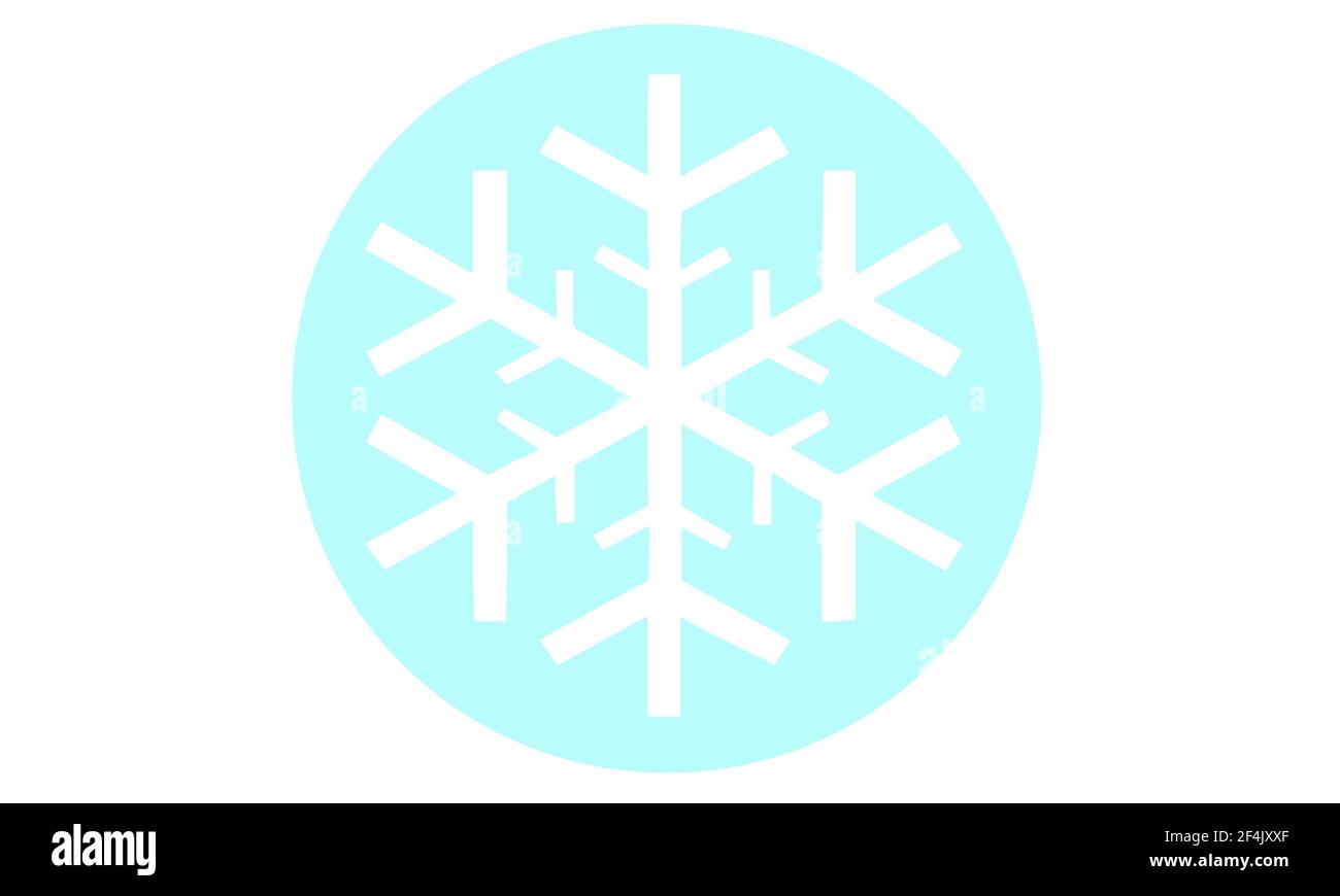 Snowflake in a blue circle on a white background Stock Photo - Alamy
