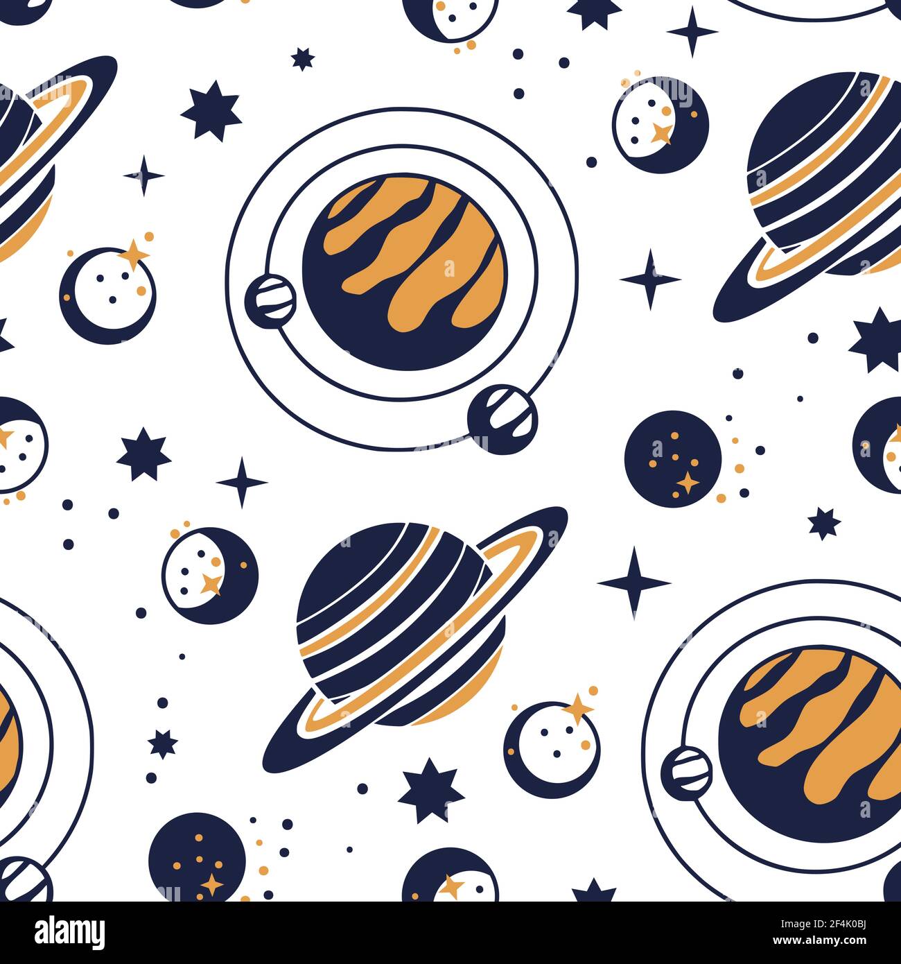 Night celestial star planet moon vector astrology astronomy luxury seamless pattern. Galaxy outer space fantasy futuristic imagination map. Ornate elegance art Stock Vector
