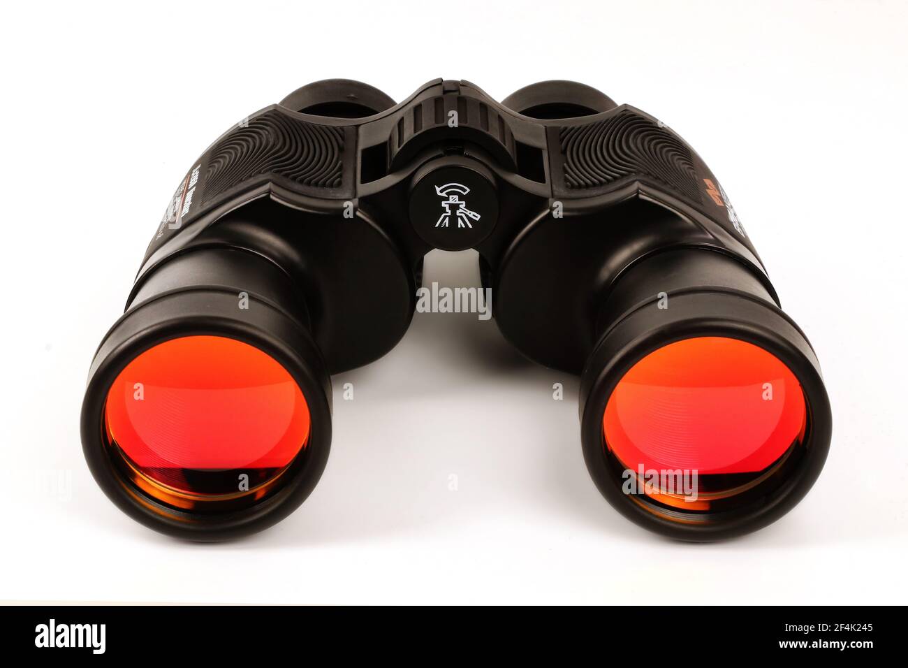 Black binoculars on a white background Stock Photo