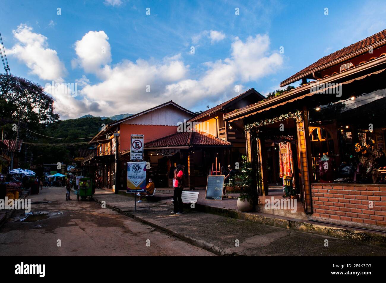The main street at Maringá small village at dusk, this is a hill station in Rio de Janeiro estate Stock Photo