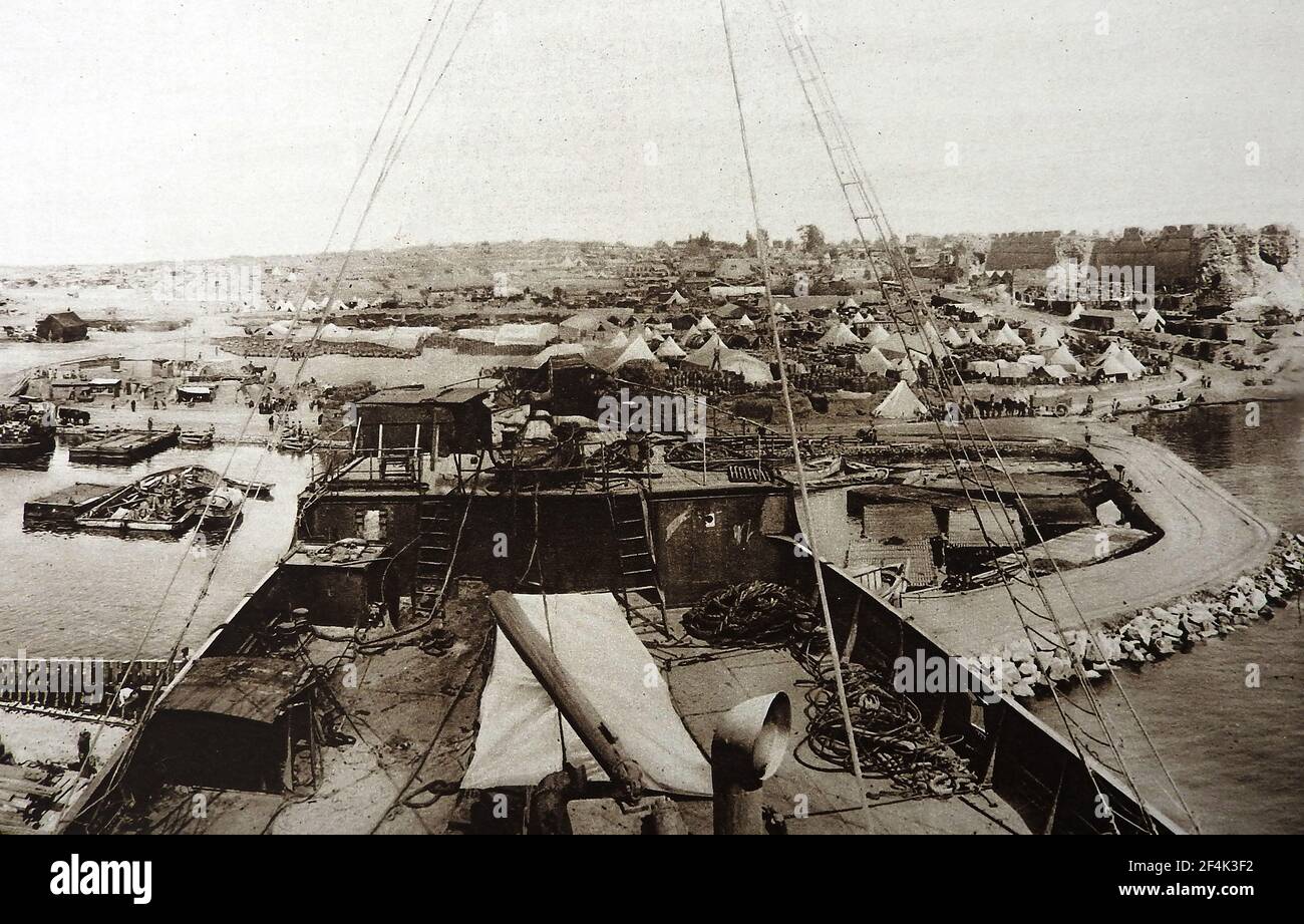 WWI -Seddul Beach ,Gallipoli from the troop ship 'River Clyde' durng the occupation and before evacuation. Stock Photo