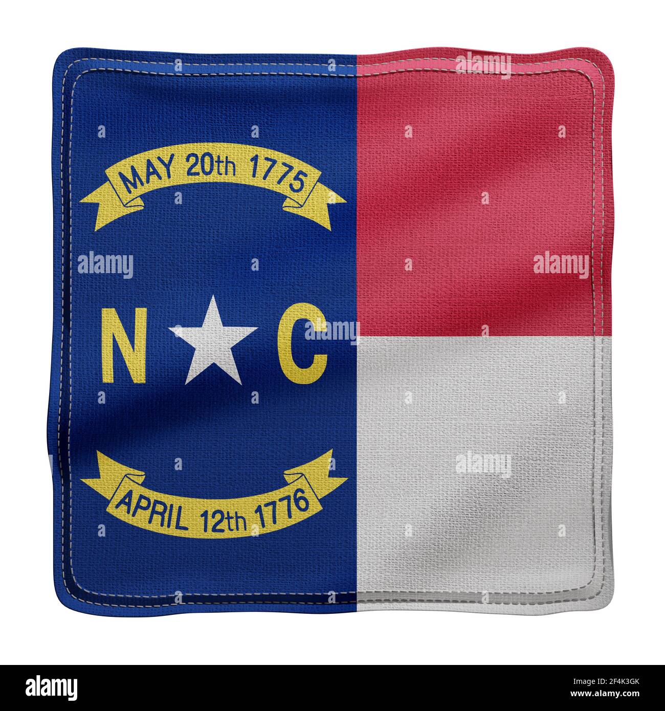3d rendering of a detailed and textured North Carolina USA State flag ...