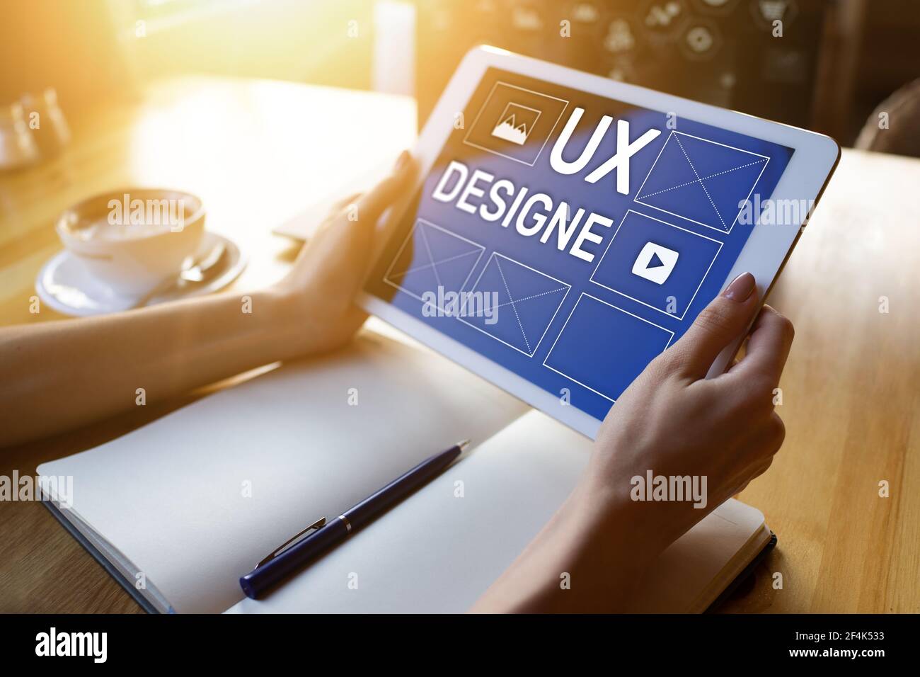 UX Design. User experience designer, Web and application development. Internet and technology concept. Stock Photo