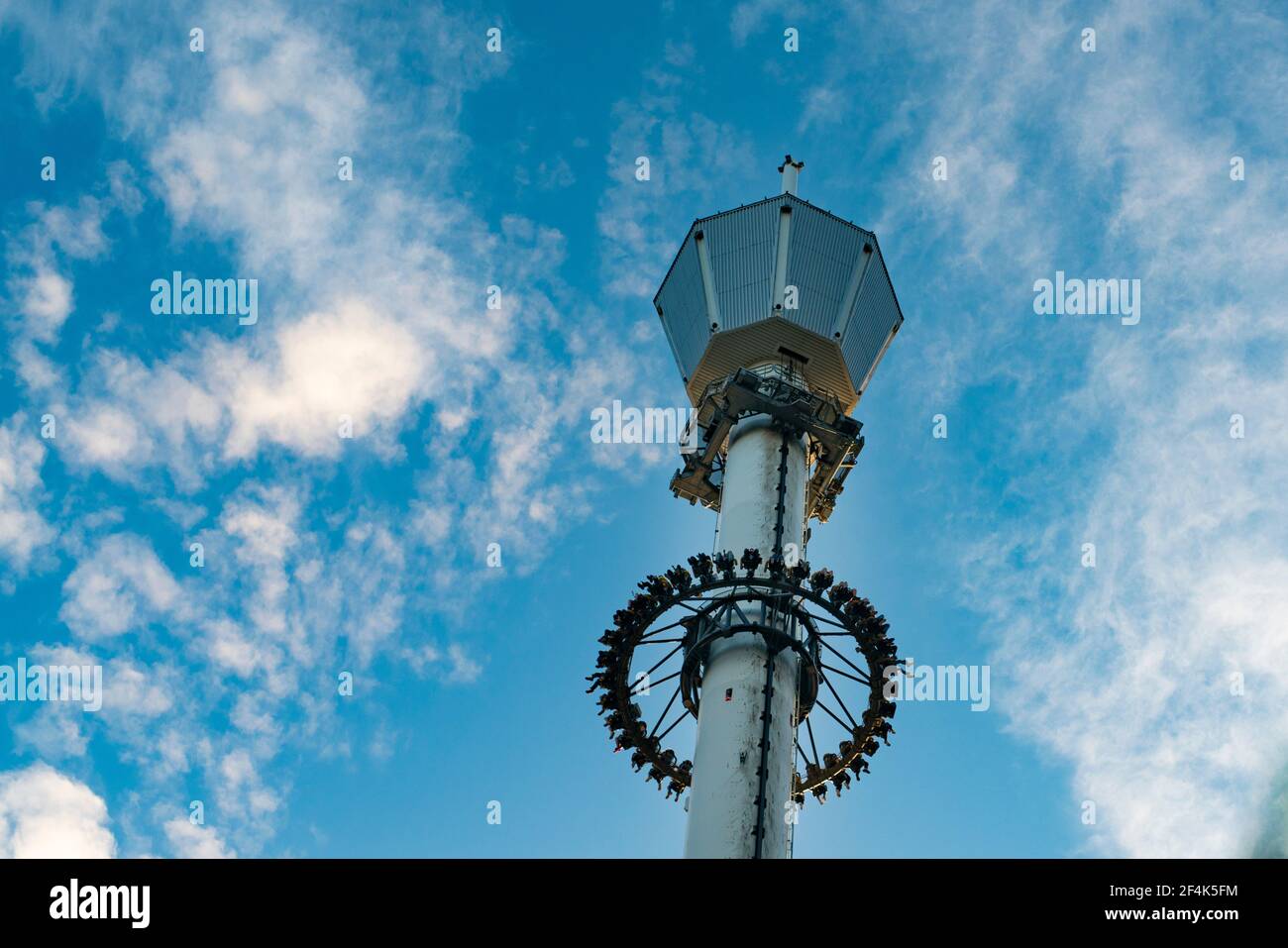 Atmosfear Drop tower Ride at Liseberg Amusement park Gothenburg  Stock Photo