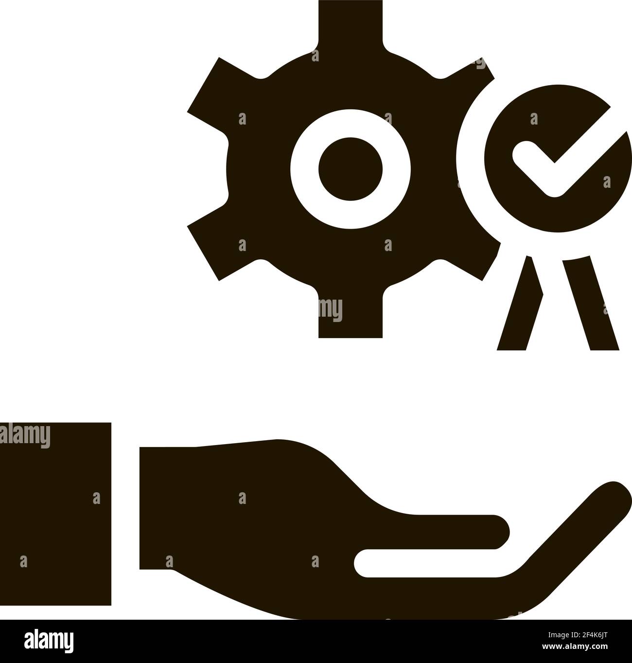 Hand Holding Gear And Medal Icon Vector Stock Vector Image & Art - Alamy