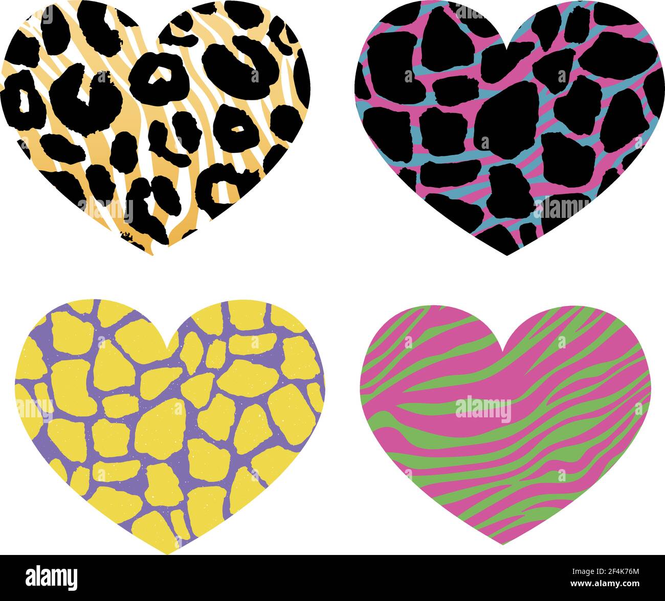 hearts with animal print in vector format, individual Stock Vector