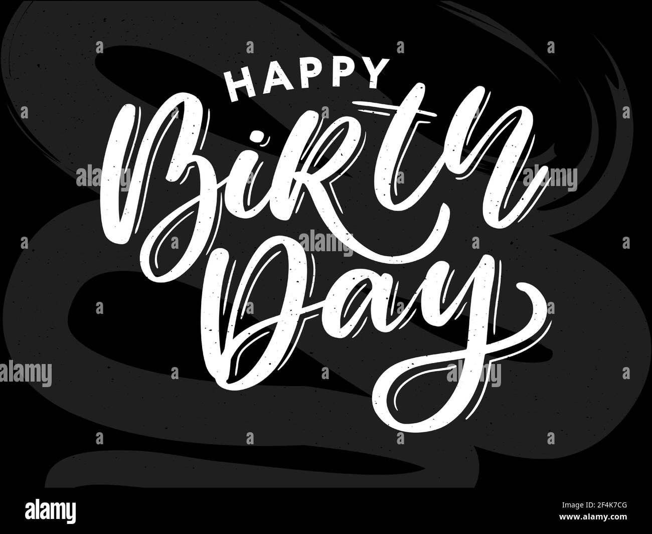 Happy Birthday Brush Script Style Hand lettering. Retro Vintage Custom