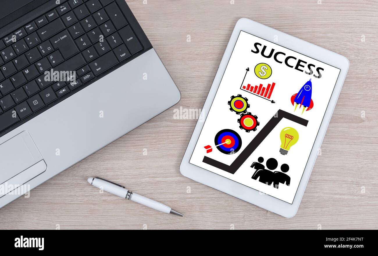 Success concept shown on a digital tablet Stock Photo