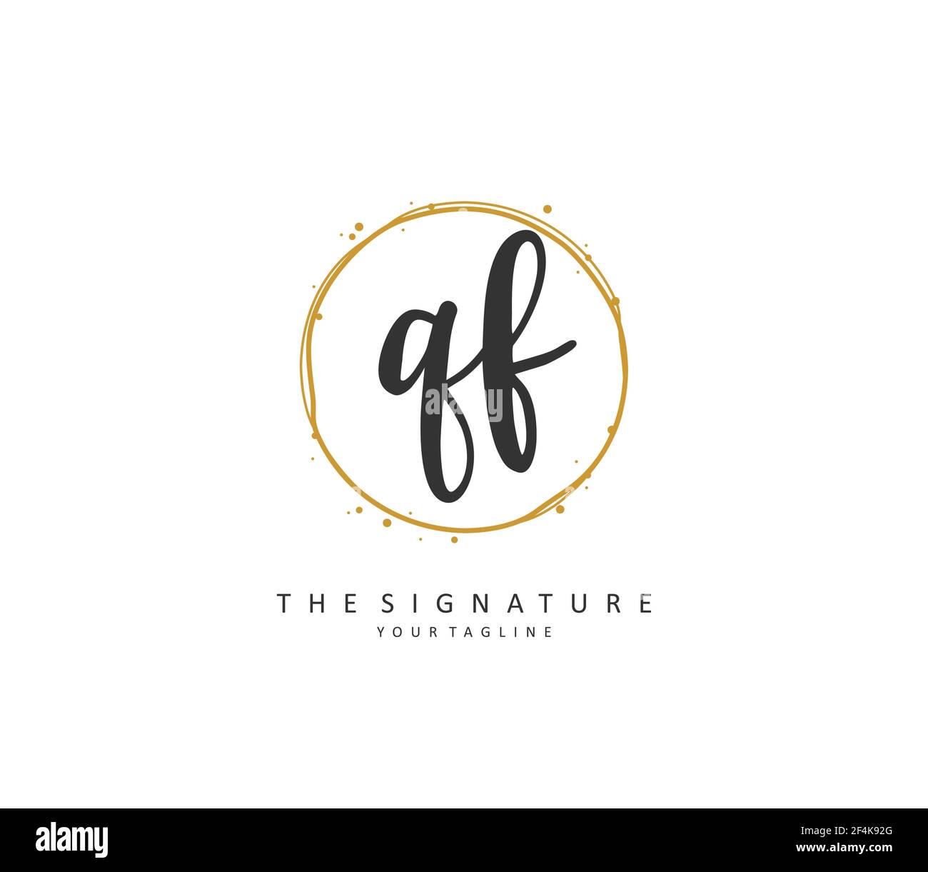 QF Initial letter handwriting and signature logo. A concept handwriting ...
