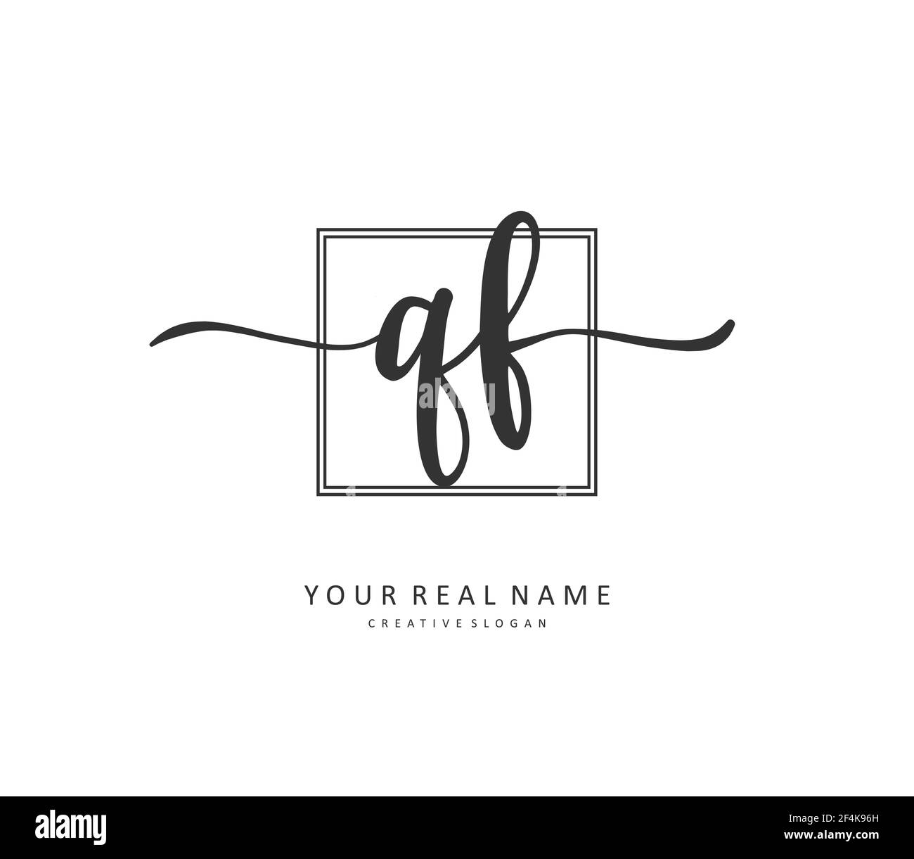 QF Initial letter handwriting and signature logo. A concept handwriting ...