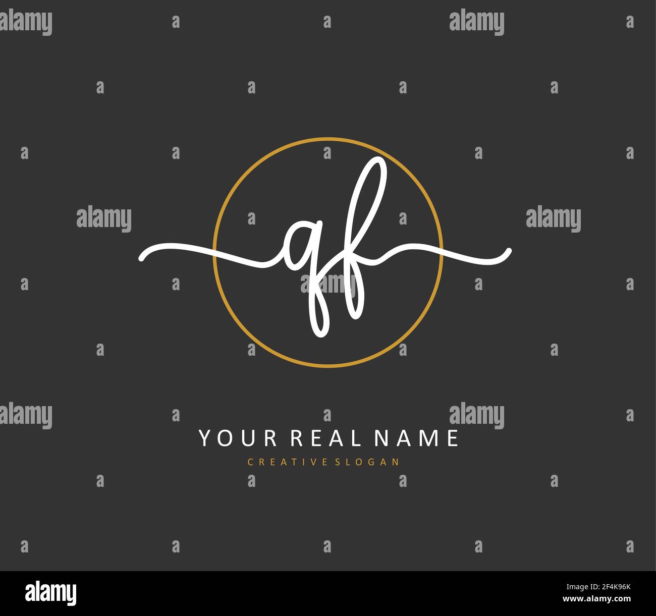 QF Initial letter handwriting and signature logo. A concept handwriting ...