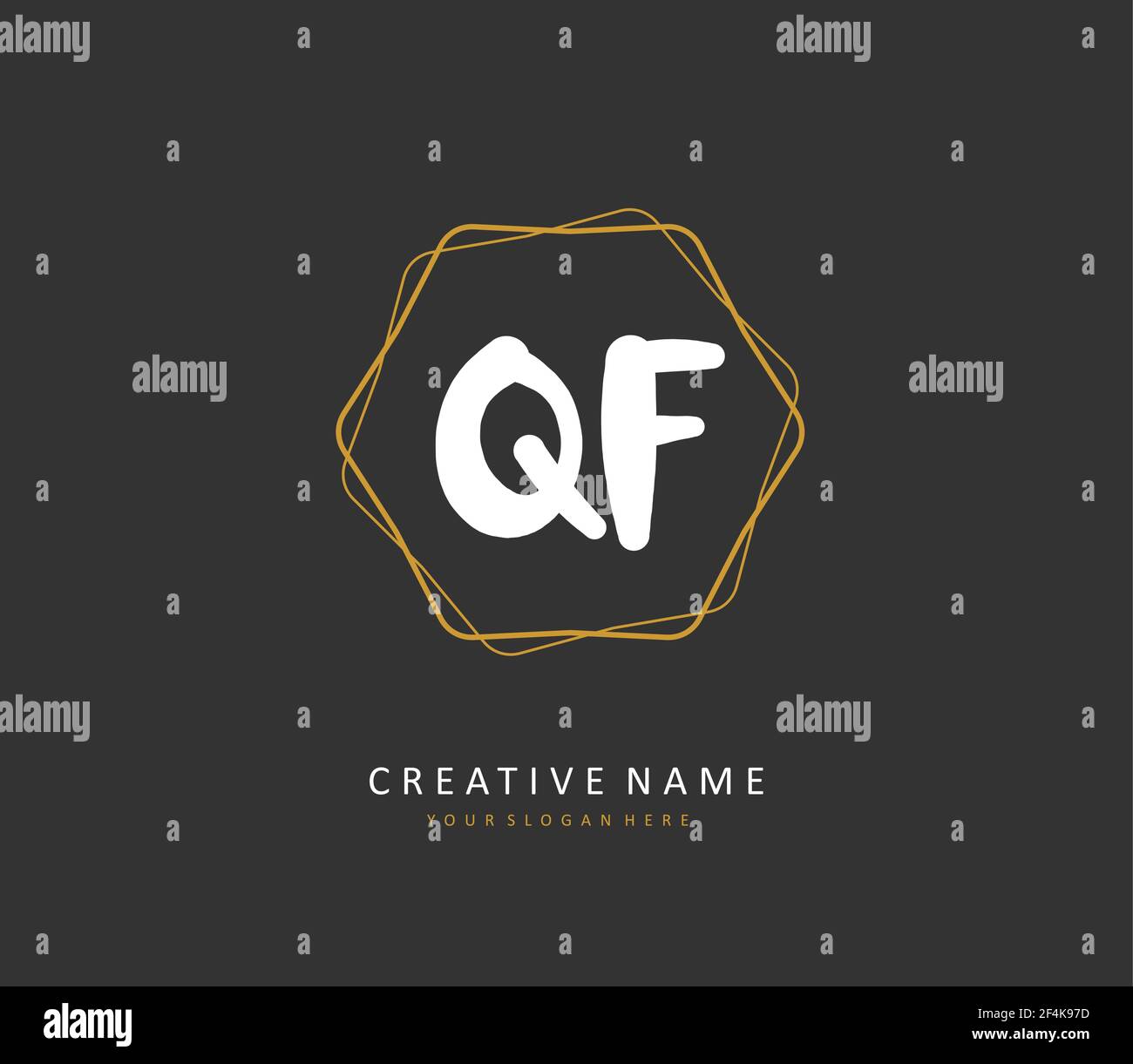 QF Initial letter handwriting and signature logo. A concept handwriting ...
