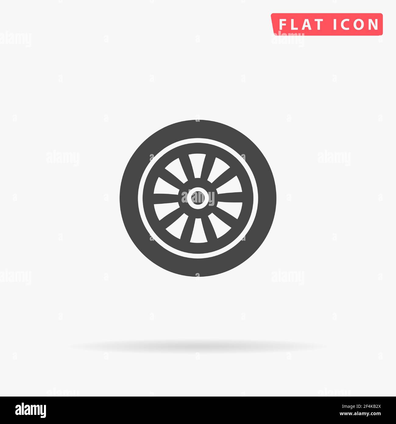 Car Wheel flat vector icon. Hand drawn style design illustrations. Stock Vector