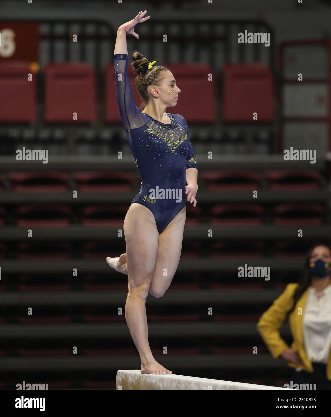 March 20, 2021: Michigan's Natalie Wojcik Performs On The Balance Beam 