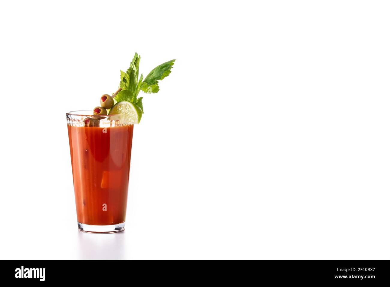 Bloody Mary cocktail in glass isolated on white background Stock Photo
