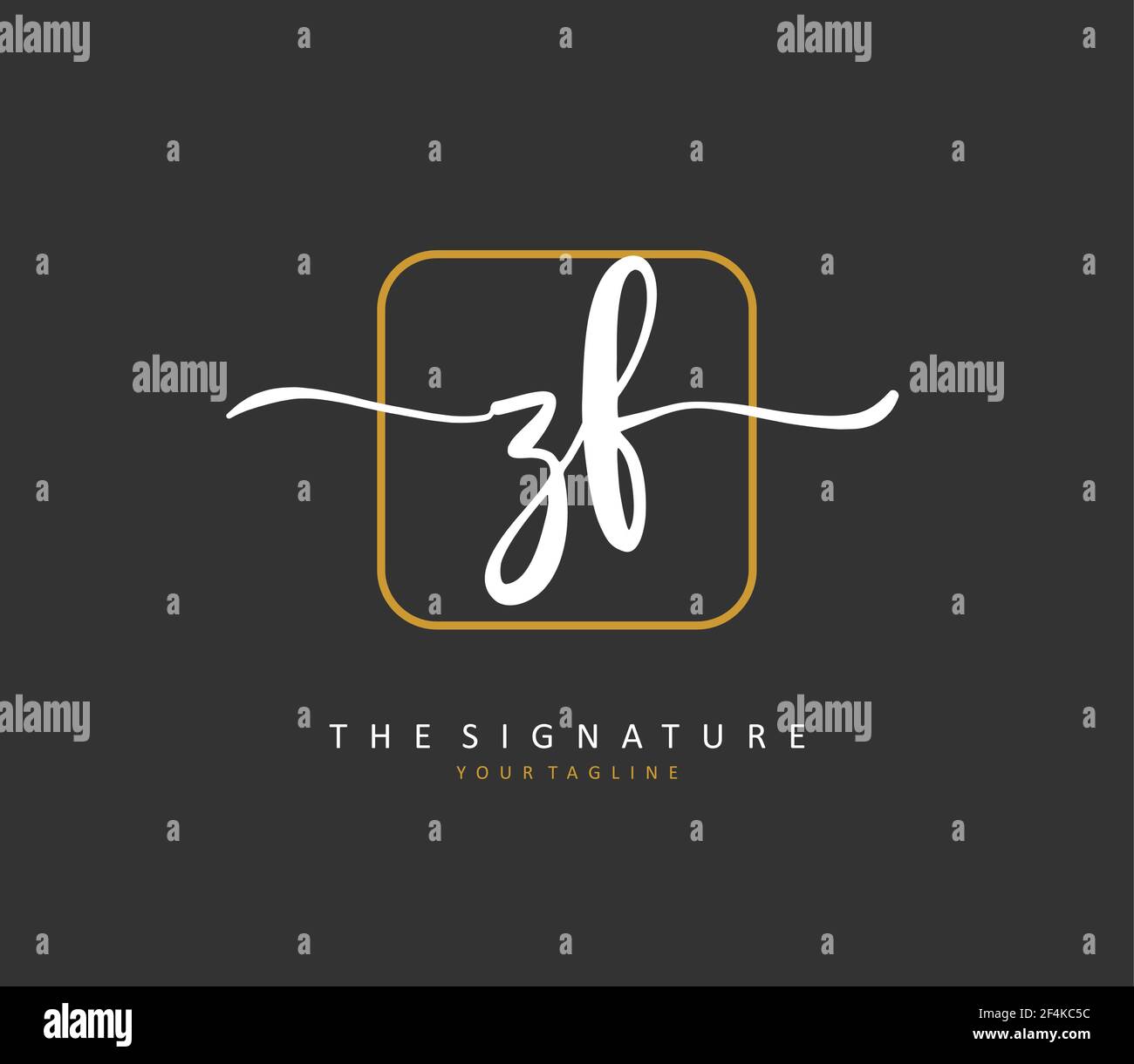 ZF Initial letter handwriting and signature logo. A concept handwriting ...