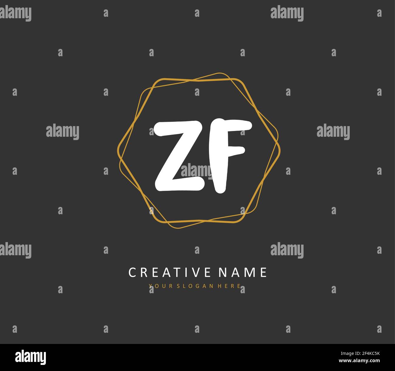 ZF Initial letter handwriting and signature logo. A concept handwriting ...