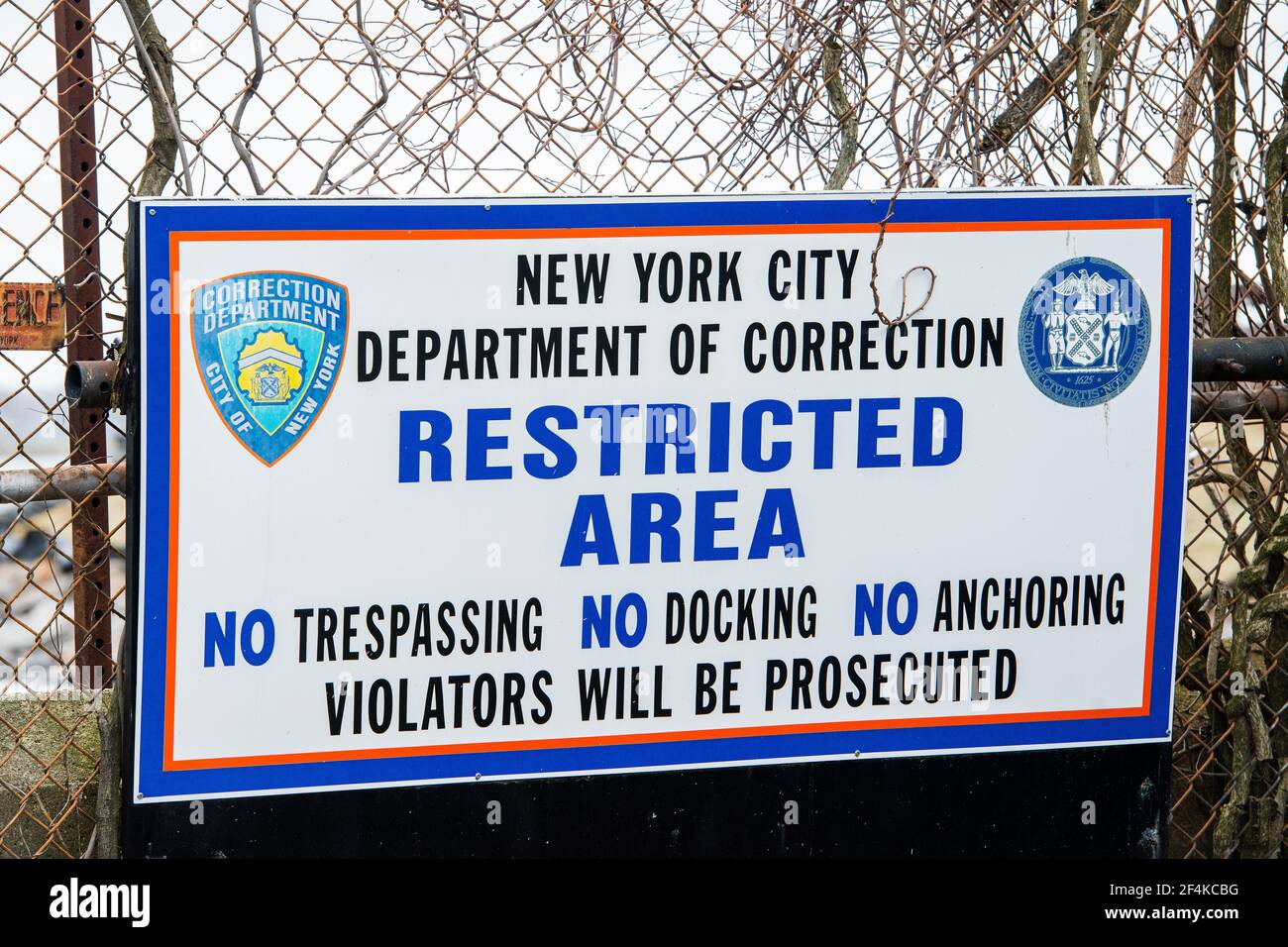 New York City, USA. City Island dock to Hart Island, the New York Department of Correction controlled potters field. Stock Photo