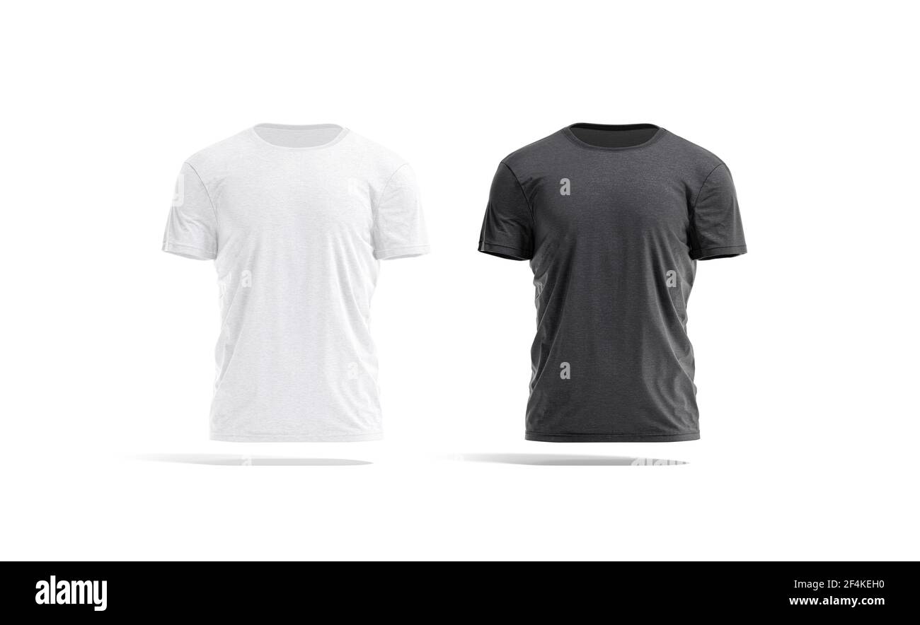 Blank black shirt mockup template front and back view isolated