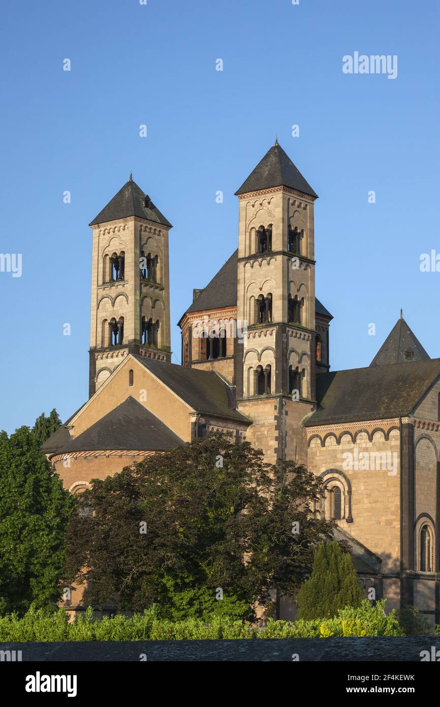 geography / travel, Germany, Rhineland-Palatinate, Glees, abbey church Laach minster from the Monaster, Additional-Rights-Clearance-Info-Not-Available Stock Photo
