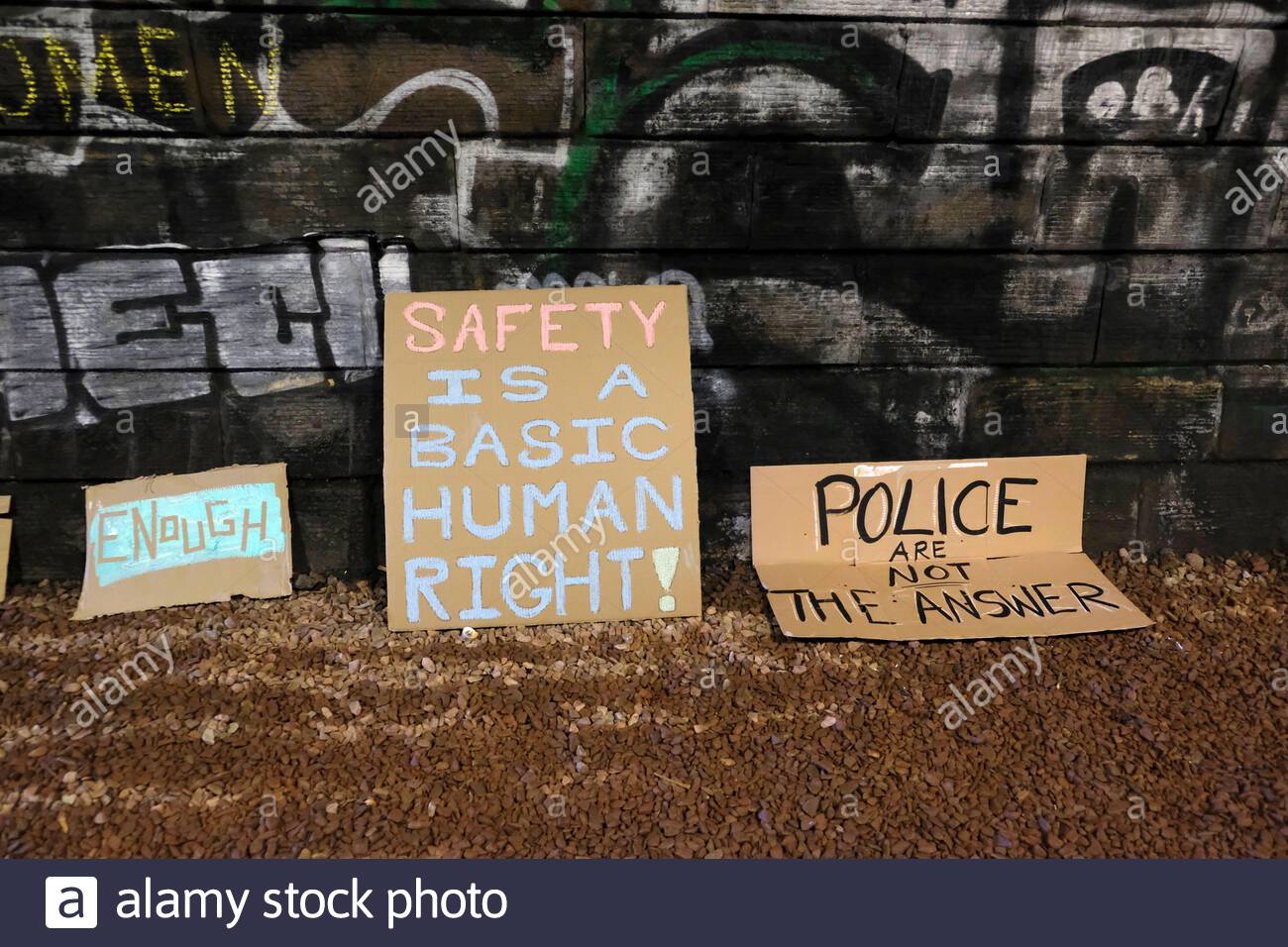Edinburgh, Scotland, UK. 22nd  Mar 2021. Reclaim These Streets demonstration was held at Rodney Street tunnel at the weekend after women said they were too scared to walk through it at night and the placards have been left in honour of  Sarah Everard.  Credit: Craig Brown/Alamy Live News Stock Photo