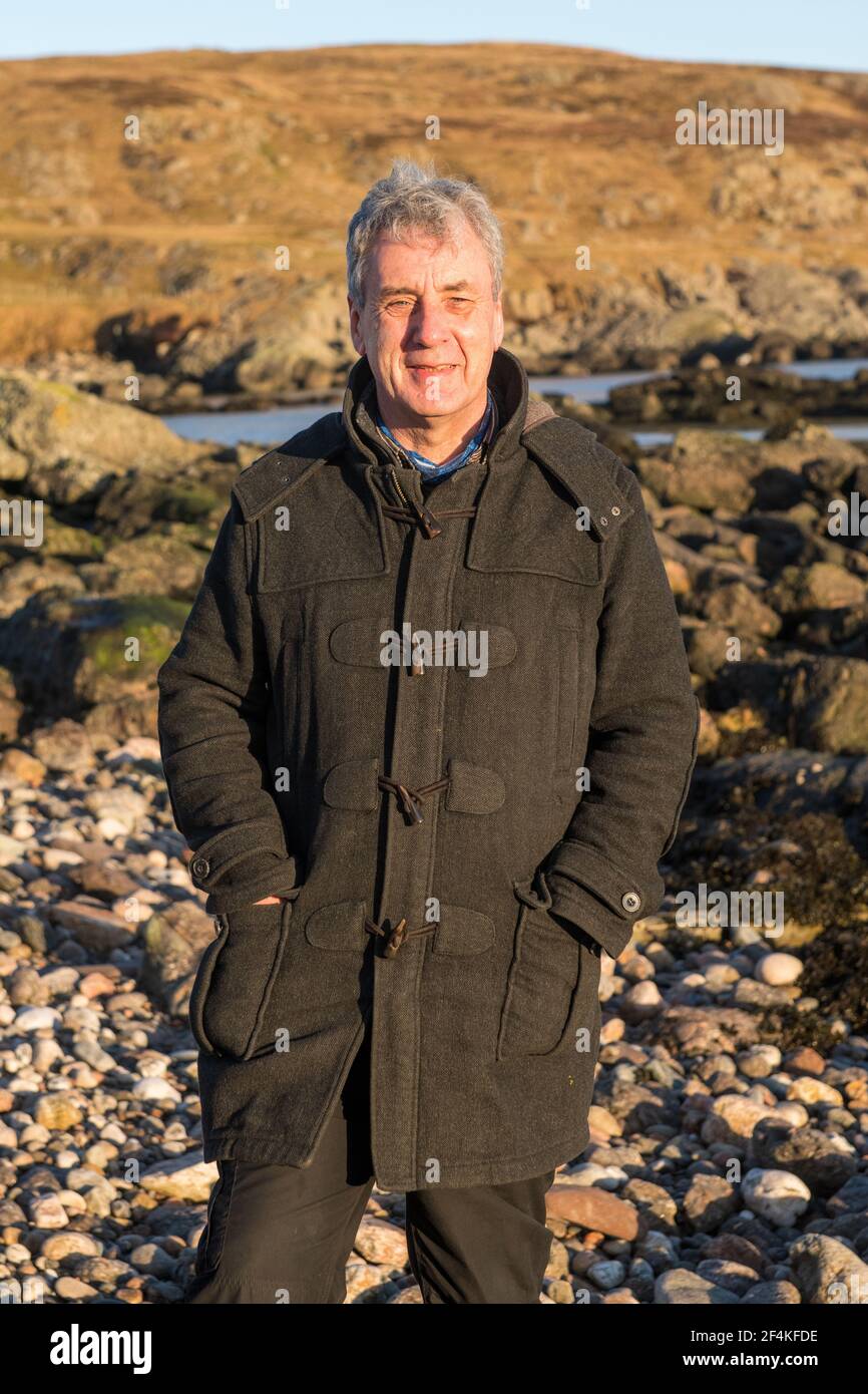 Donald S Murray Scottish Author at his home in Shetland born in Ness in the Isle of Lewis writer of Guga Hunters and In a Veil of Mist Stock Photo