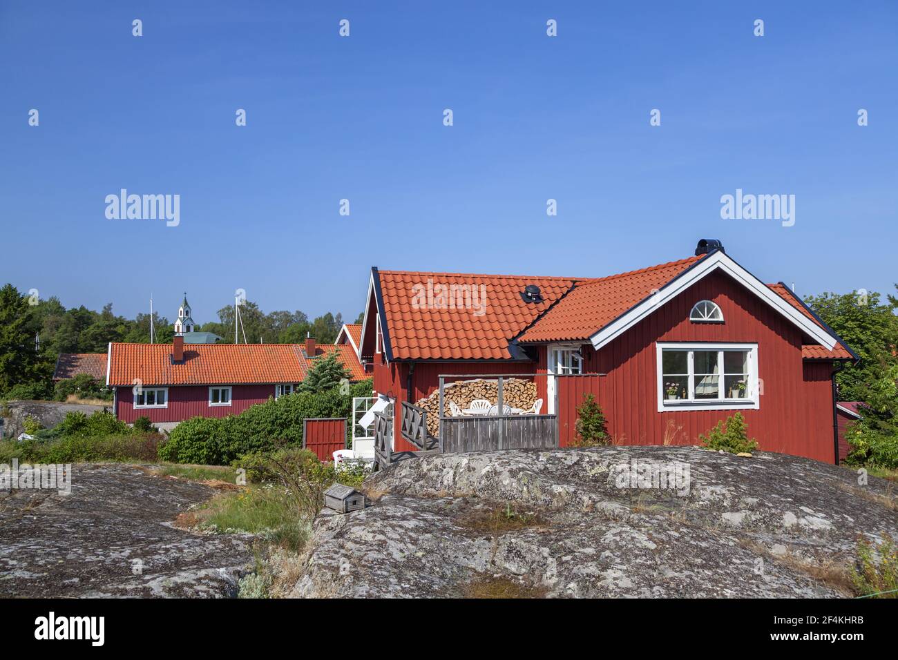 geography / travel, Sweden, Stockholm laen, Stockholm skårgården, houses on the isle Moeja in the of S, Additional-Rights-Clearance-Info-Not-Available Stock Photo