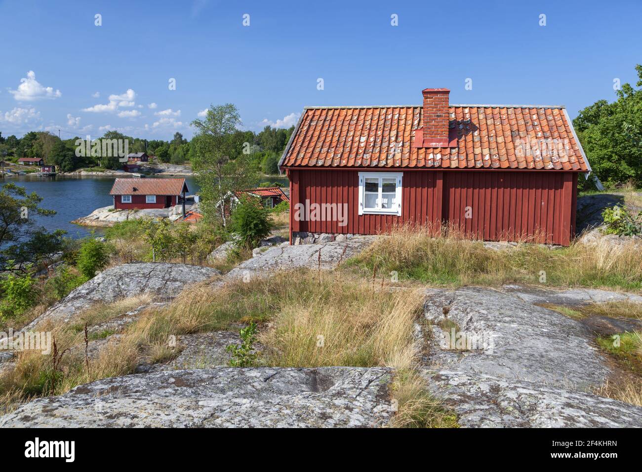 geography / travel, Sweden, Stockholm laen, Stockholm skårgården, houses on the isle Moeja in the of S, Additional-Rights-Clearance-Info-Not-Available Stock Photo