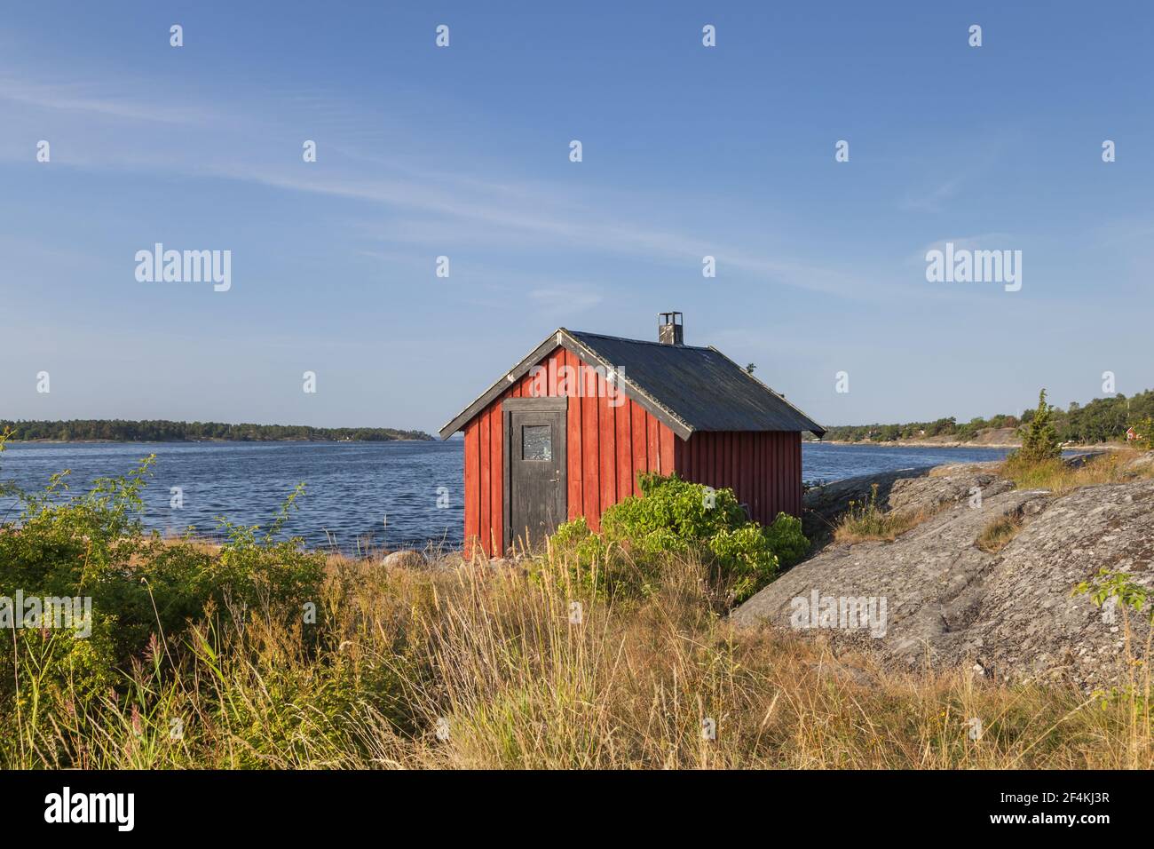 geography / travel, Sweden, Stockholm laen, Stockholm skårgården, hut on the isle Moeja in the of Stoc, Additional-Rights-Clearance-Info-Not-Available Stock Photo