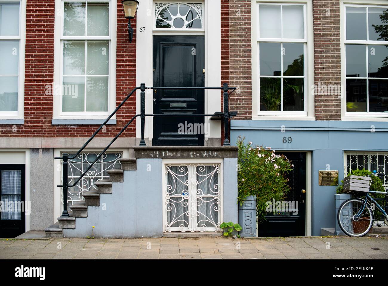 Amsterdam, Netherlands. Stairs leading to the front door of an old Canal House. Stock Photo