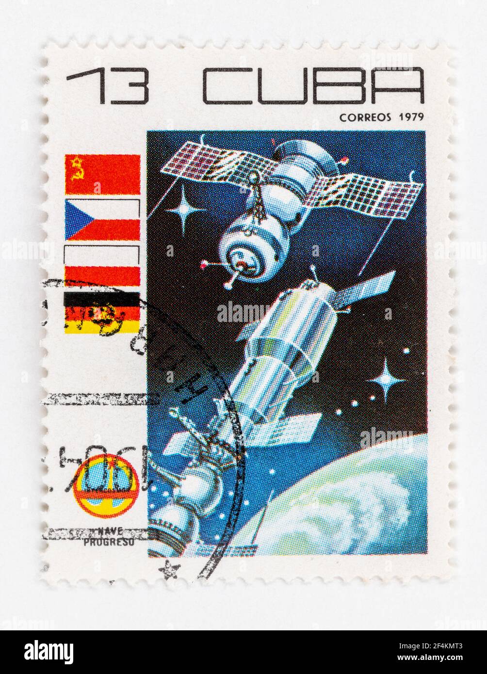 Old postal stamp of the 'Intercosmos' program led by the former Soviet Union. Publish in Cuba on 1979 Stock Photo