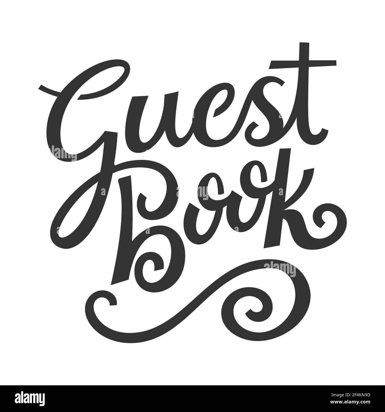 Guest book. Stencil. Handwritten brush pen cursive calligraphy