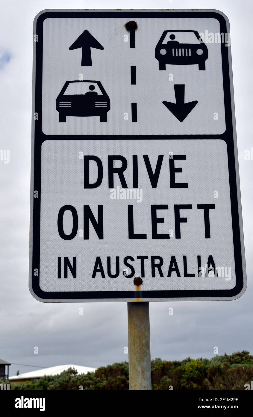 Australia, traffic rules information for left hand driving Stock Photo Alamy