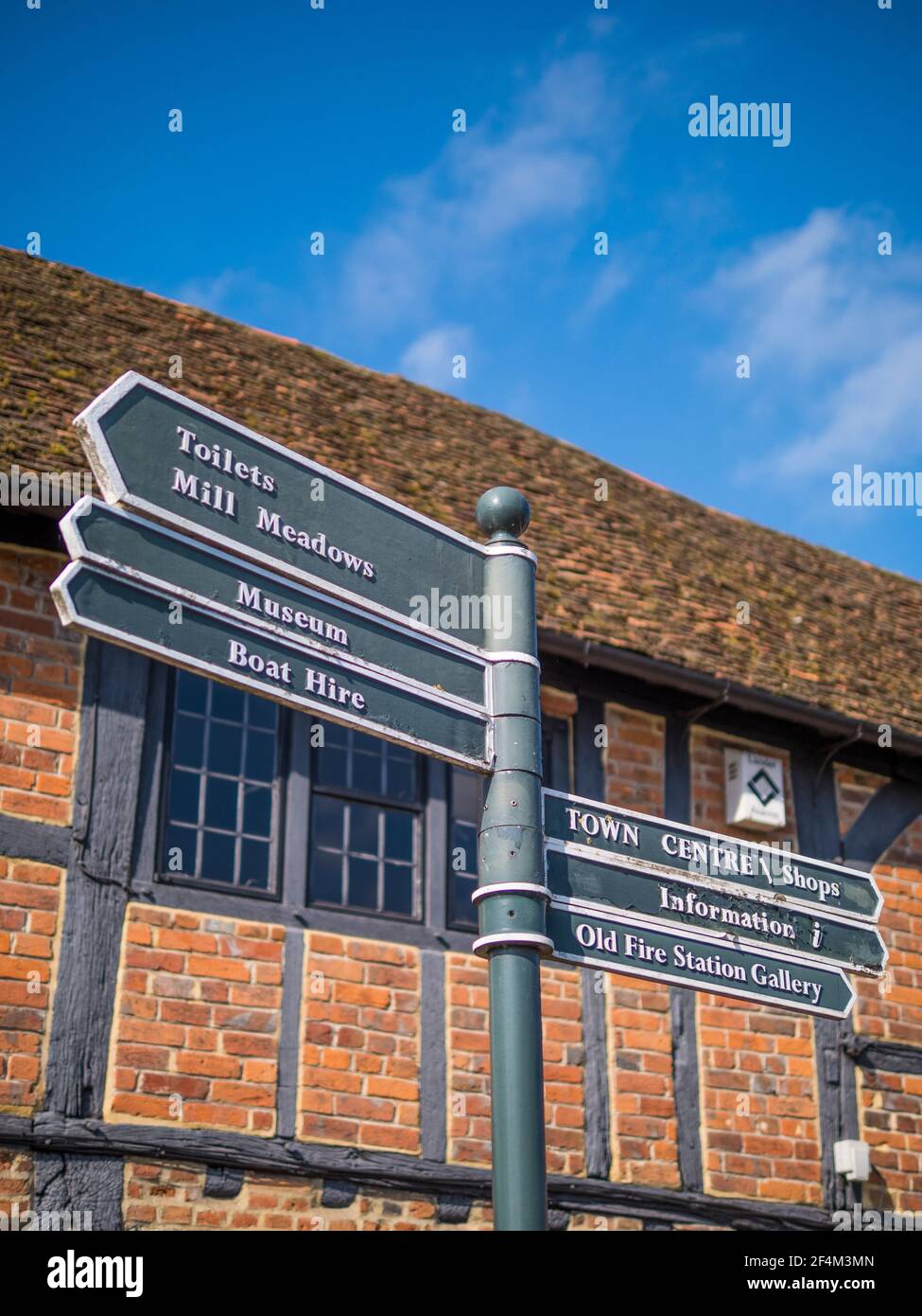 Sign Post with Attractions, Henley-On-Thames, Oxfordshire, England, UK, GB. Stock Photo