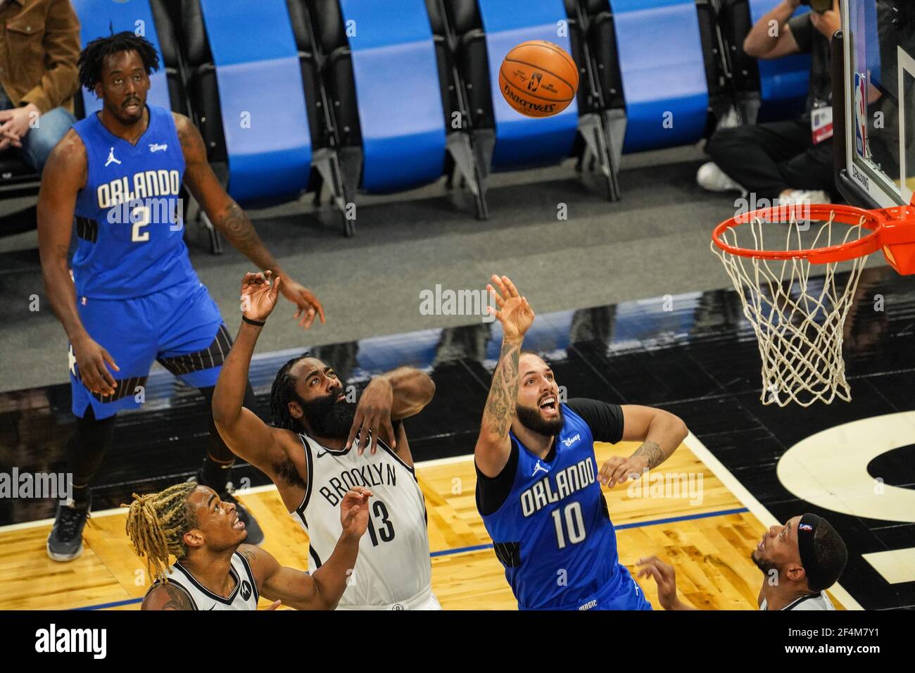 Orlando, Florida, USA, March 19, 2021, Brooklyn Nets face the Orlando Magic at the Amway Center  (Photo Credit:  Marty Jean-Louis) Stock Photo