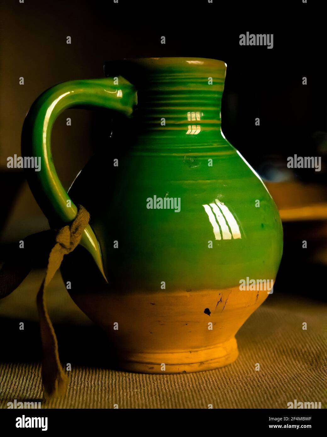 Water jug  of the type used in the 17th century colony at Henryco. Stock Photo