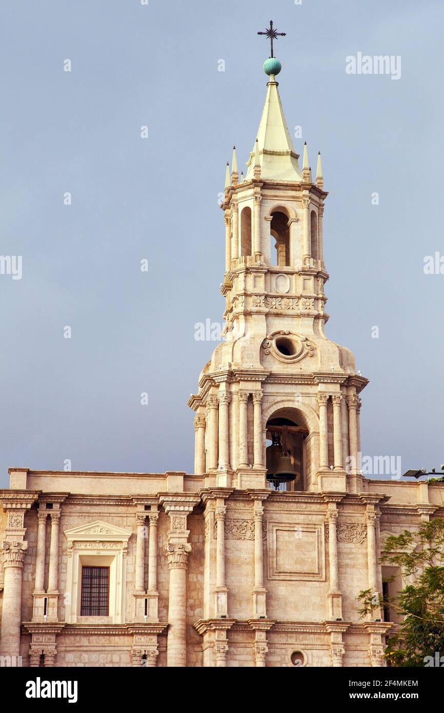 Basilica cathedral de Arequipa on Plaza de Armas main square of Arequipa city, Peru Stock Photo