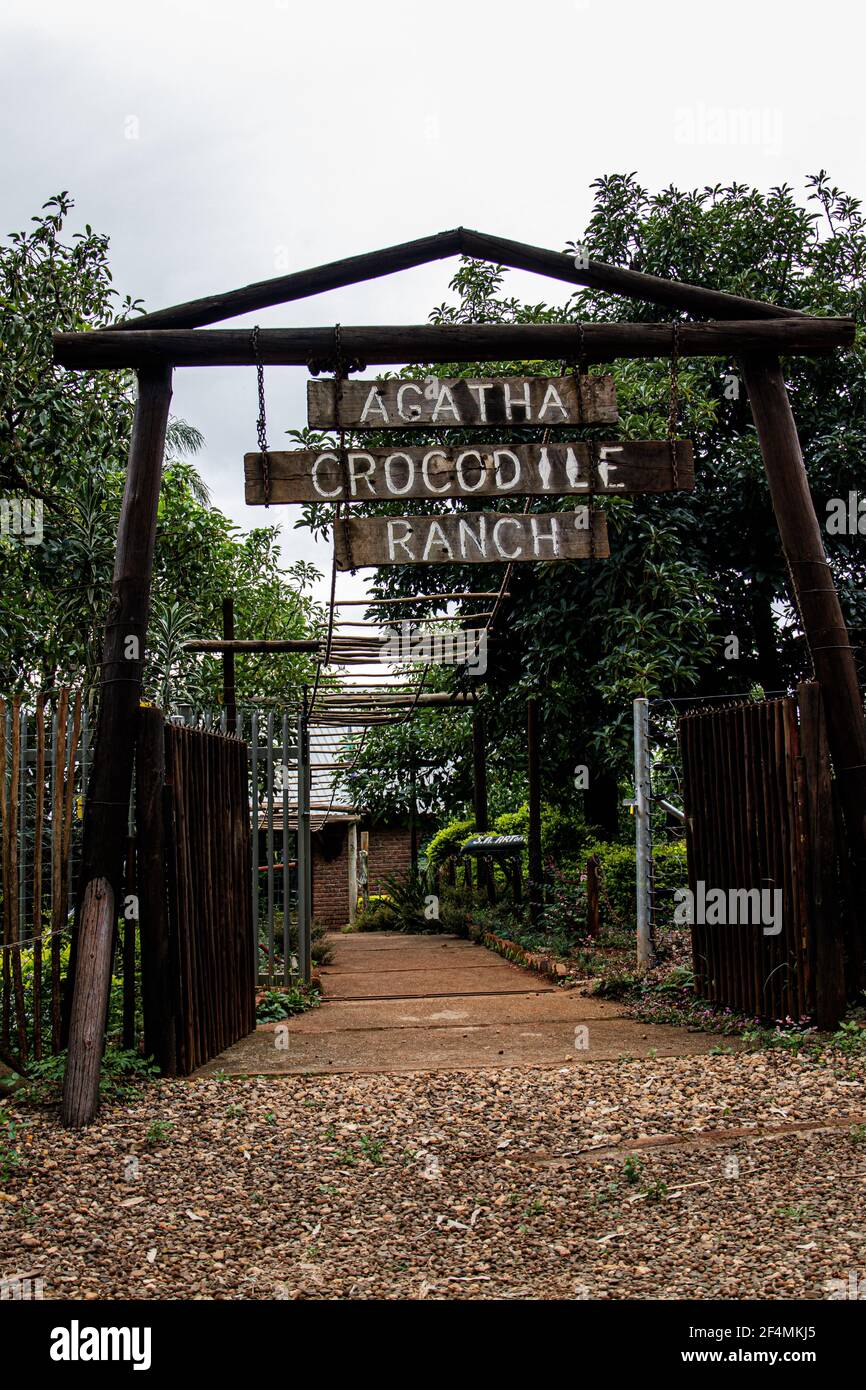 TZANEEN, SOUTH AFRICA Mar 16, 2021 Entrance To Agatha Crocodile
