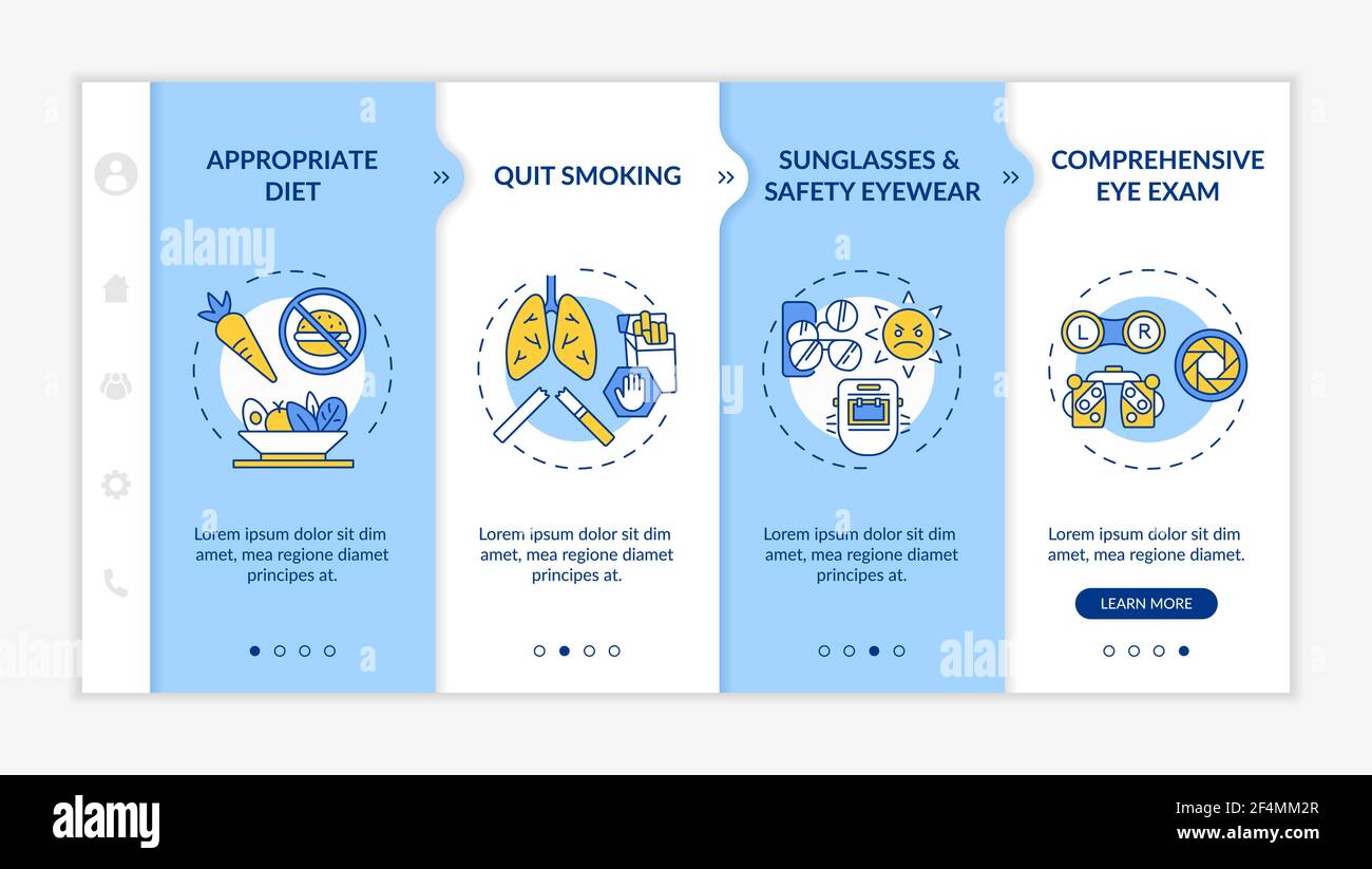 Eye health tips onboarding vector template Stock Vector