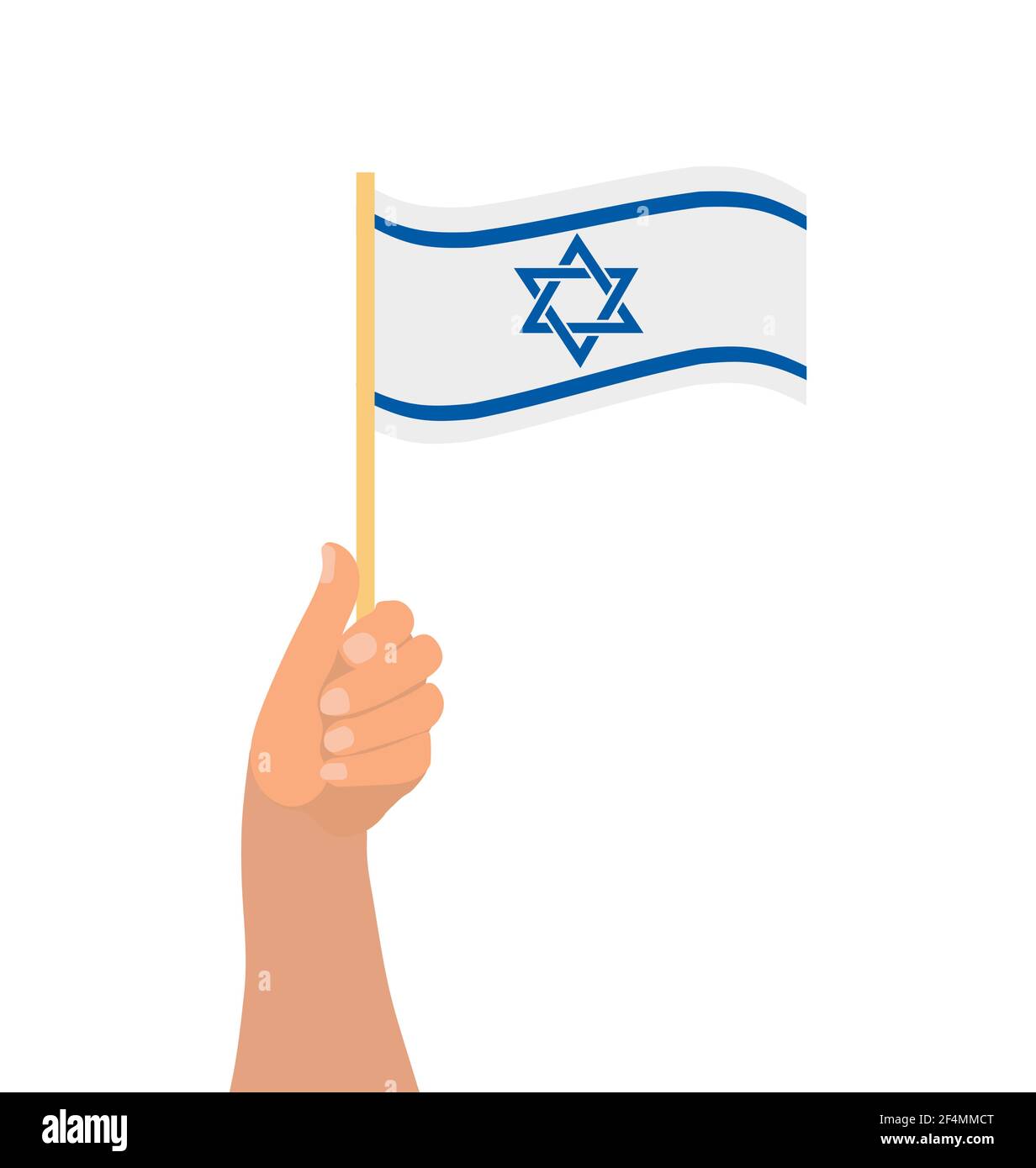 Happy Israel Independence Day, hand hold israel flag icon. Vector illustration Stock Vector