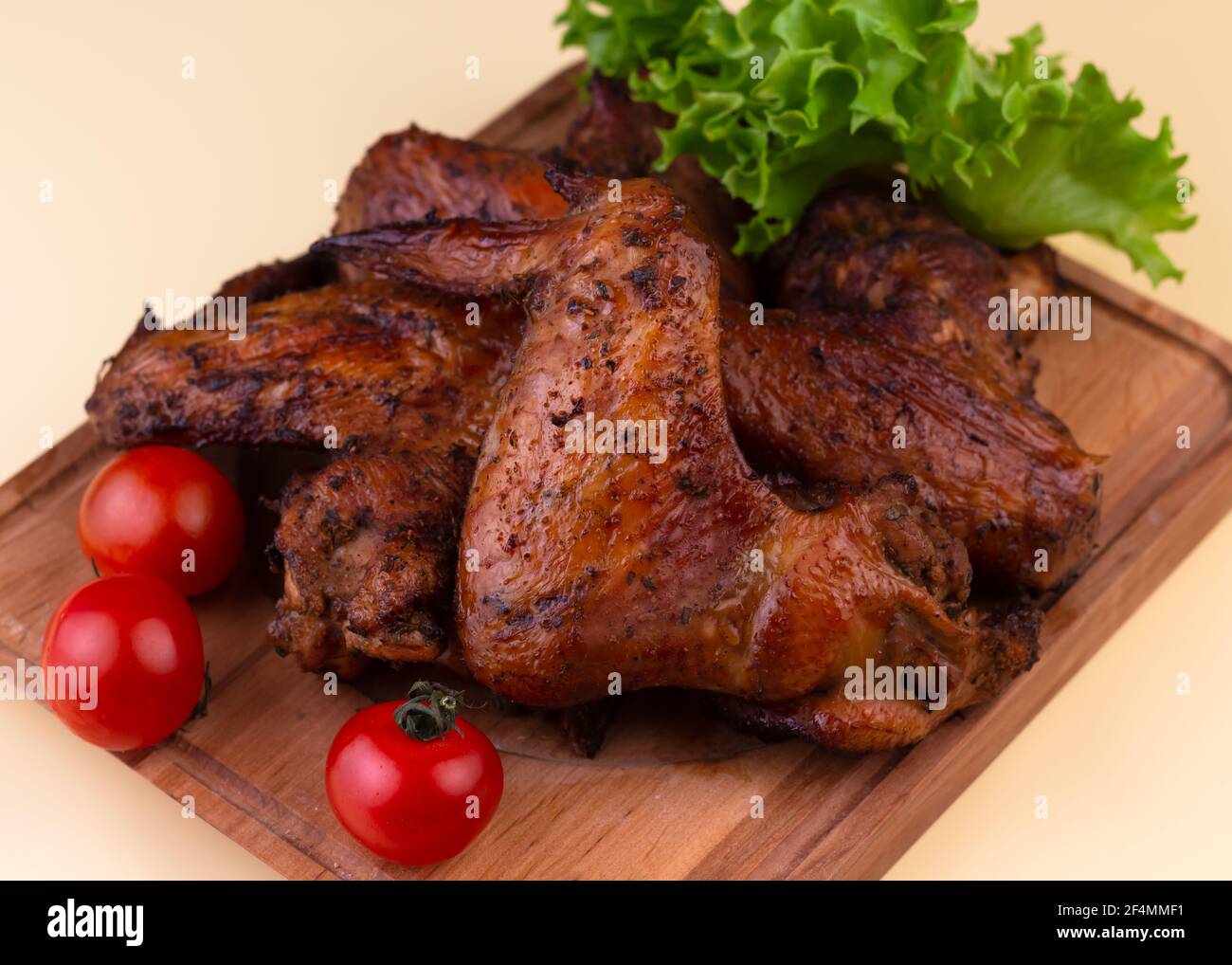 Grilled chicken wings. Lowcarb and highfat food. Menu for carnivore