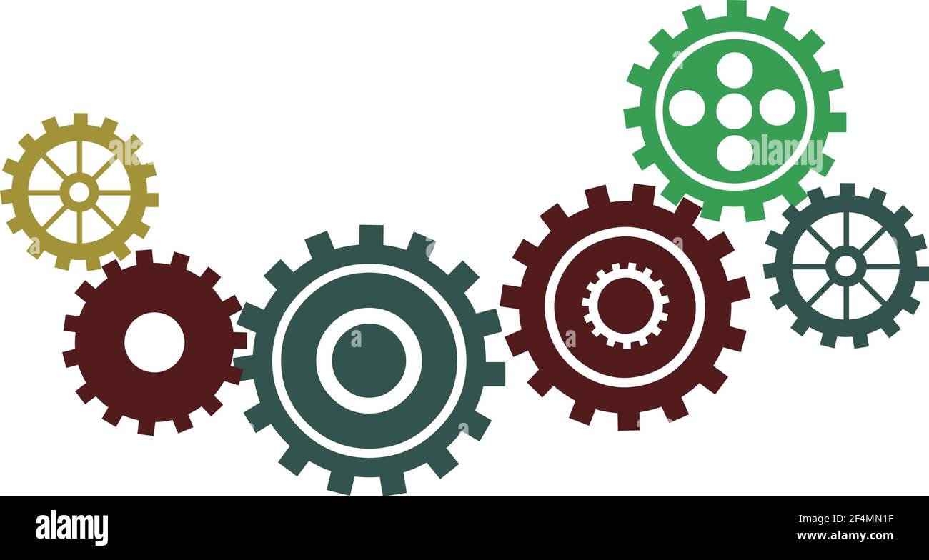 Industrial cogs gears illustration vector isolated on white background Stock Vector Image & Art