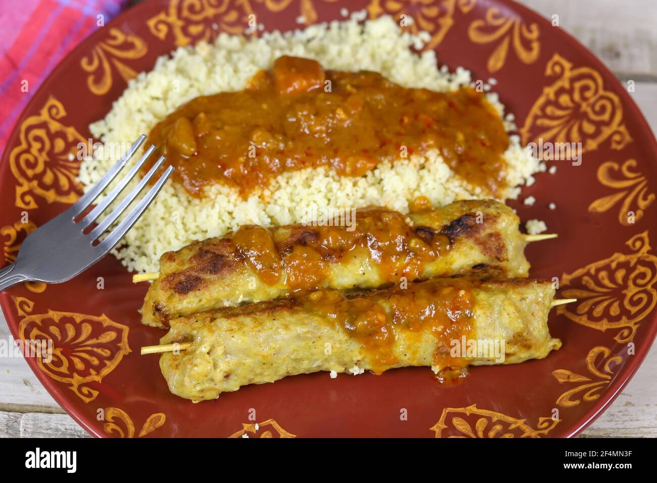 chicken and couscous skewers Stock Photo Alamy