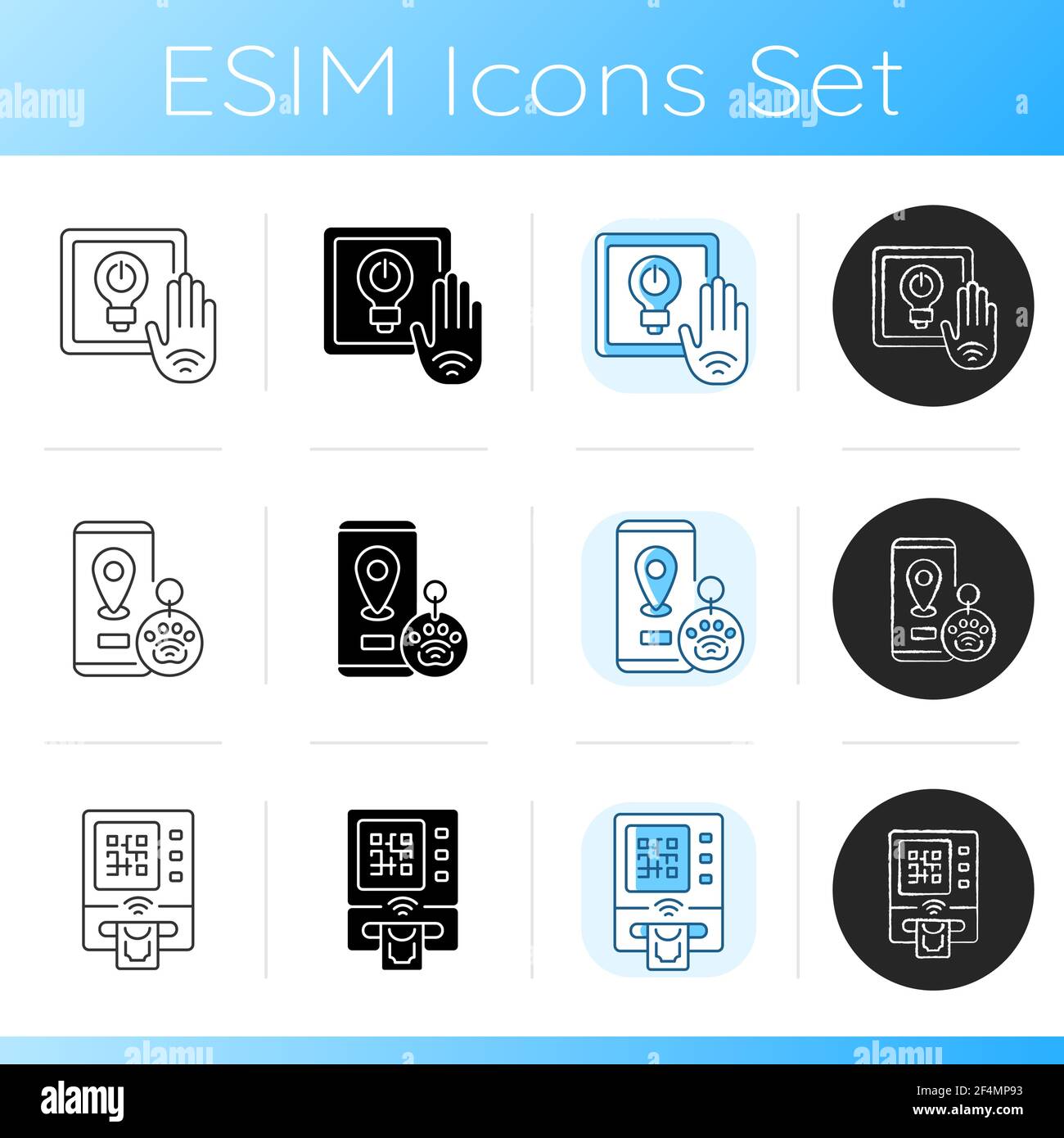 Contactless technology icons set Stock Vector