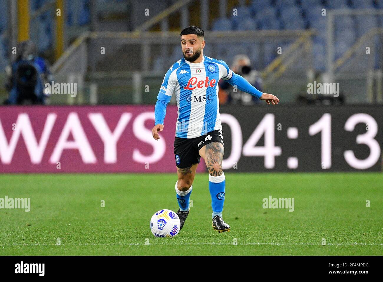 Rome, Italy. 21st Mar, 2021. Lorenzo Insigne of S.S.C. Napoli in action during the 2020-2021 Italian Serie A Championship League match between A.S. Roma and S.S.C. Napoli at Stadio Olimpico.Final score; A.S. Roma 0:2 S.S.C. Napoli. Credit: SOPA Images Limited/Alamy Live News Stock Photo